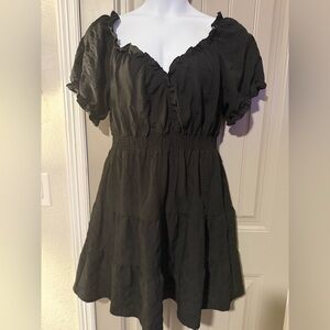 SHEIN Black Ruffled Mini Dress